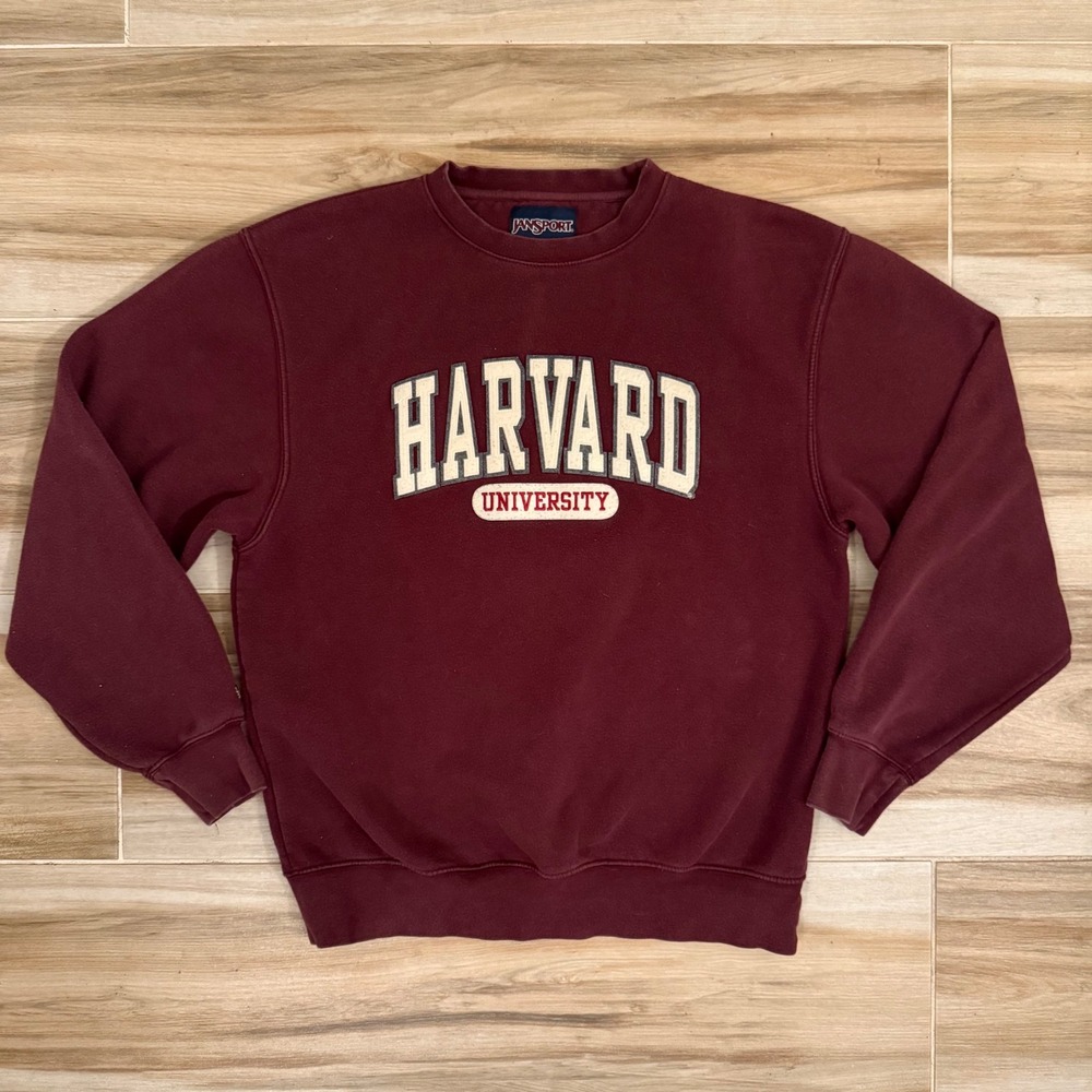 Vintage 90s JanSport Harvard University Crewneck Sweatshirt Maroon M
